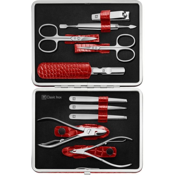 Zwilling Maniküre Pediküre Set 10tlg. mit Nagelknipser, Leder, rot