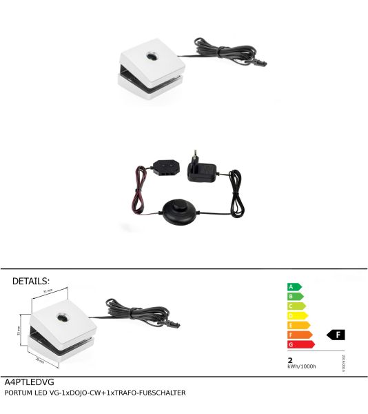 PORTUM LED VG-1xDOJO-CW+1xTRAFO-FUßSCHALTER