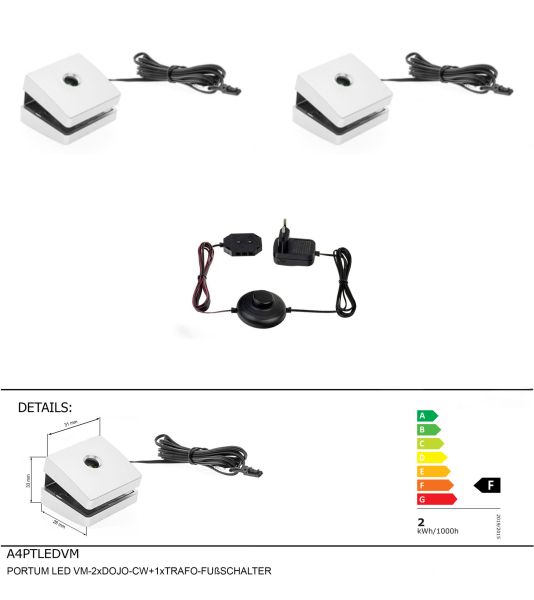 PORTUM LED VM-2xDOJO-CW+1xTRAFO-FUßSCHALTER