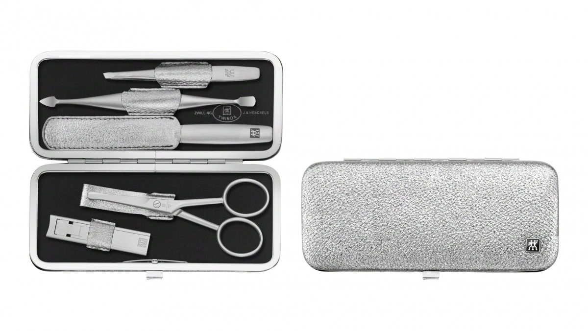Zwilling TWINOX Manicure-Set Silber Nasenhaarschere, Rahmen-Etui,5-tlg. mit Nagelknipser