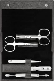 ZWILLING Maniküre und Pediküre Set Classic INOX Reise Etui Set Nagelpflege Leder 5-teilig