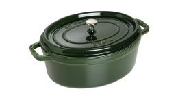 Staub La Cocotte Cocotte, 31 cm Basilikum-Grün oval Gusseisen Basilikum-Grün